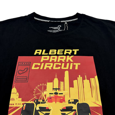 Albert Park Circuit Mens Cartoon Black T-Shirt