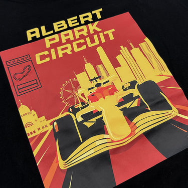 Albert Park Circuit Mens Cartoon Black T-Shirt