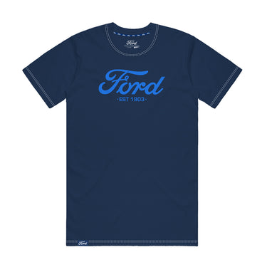 Ford Unisex Navy Puff Print T-Shirt