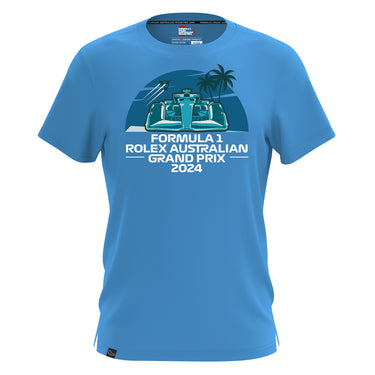 2024 Formula 1 Event Mens Tonal Blue Graphic T-Shirt